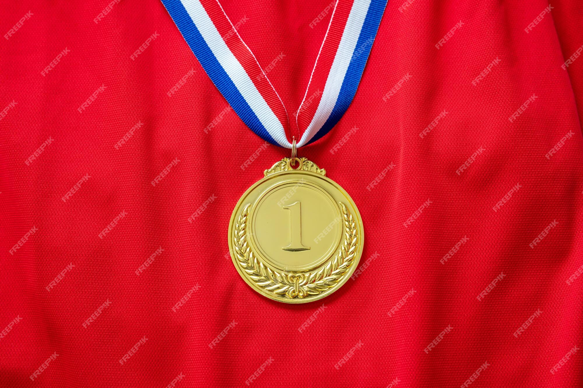 medallas de campeón con cinta. bandera. concurso de premios