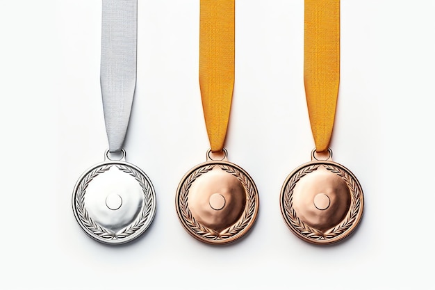 Medallas de oro, plata y bronce en fondo blanco