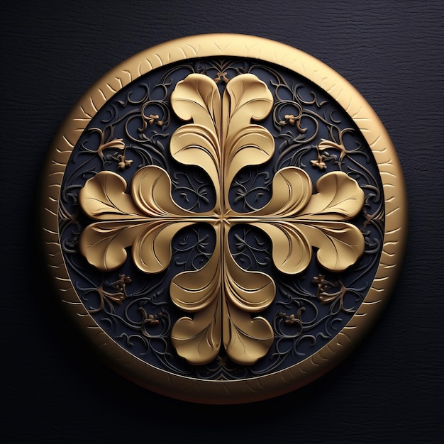 Medallón de hoja de oro con detalles ornamentados en estilo Eiko Ojala