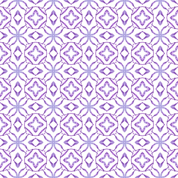 Medallón de patrones sin fisuras. Diseño veraniego boho chic original morado. Frontera sin costuras de medallón de acuarela. Estampado radiante listo para textiles, tela para trajes de baño, papel tapiz, envoltura.