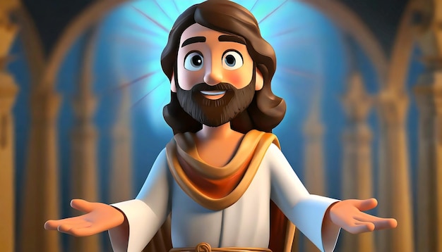 Mediano tiro de dibujos animados de Jesucristo