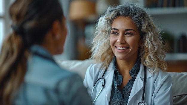 Foto médica a consultar um paciente.