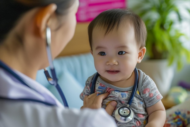 Foto médica examinando um bebê