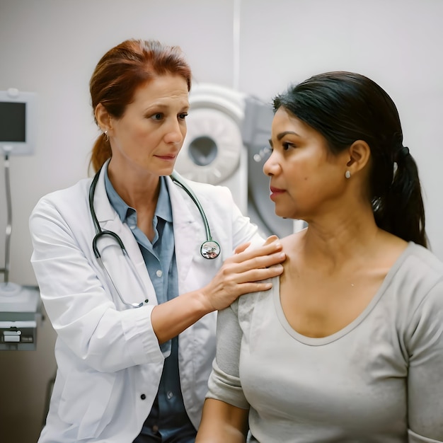 Foto médica y mujer adulta generada por ai