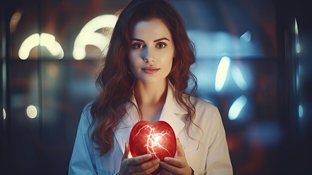 Médica pedra de toque coração virtual na mão órgãos humanos desenhados à mão destacando o vermelho é um símbolo do conceito de tratamento do hospital da doença