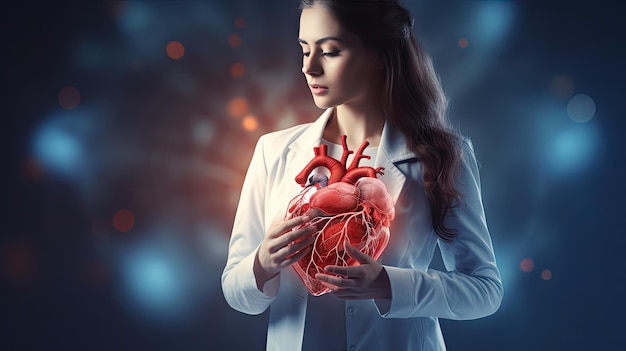 Médica piedra de toque corazón virtual en la mano órganos humanos dibujados a mano Resaltando rojo es un símbolo de la enfermedad concepto de tratamiento hospitalario