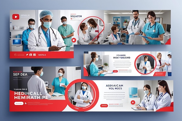 Medical healthcare youtube Miniaturbild und Web-Banner-Vorlage Premium-Eps