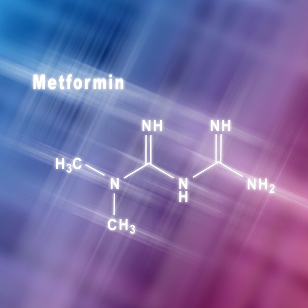 Medicamento para la diabetes metformina Fórmula química estructural