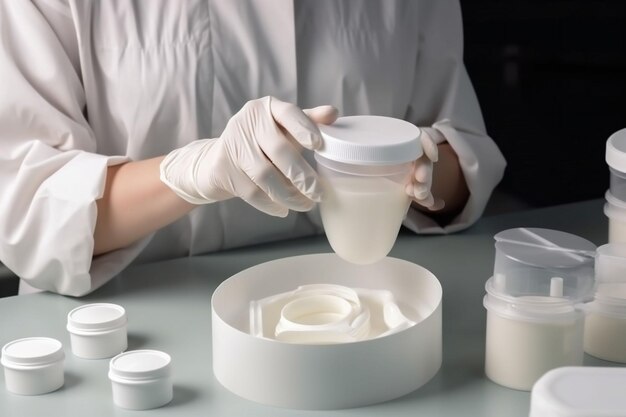 Medicina cosmético botella laboratorio crema tarro producto investigación belleza cuidado IA generativa