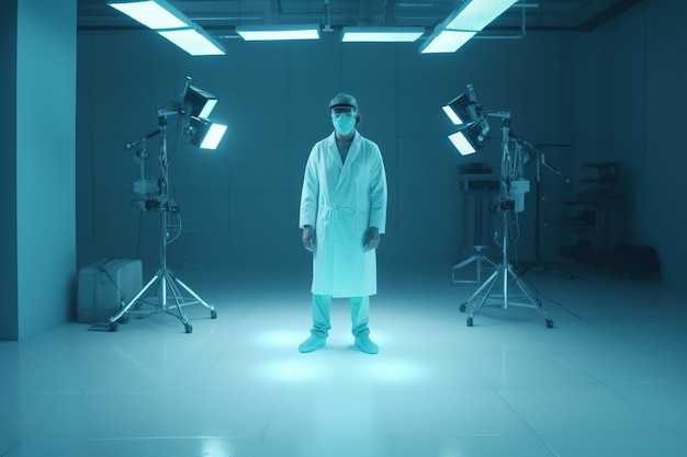 Medicina futurista Interface de computador virtual digital Virtual holográfico Inovador no conceito de ciência e medicina Tecnologias de medicina Medicina remota Laboratório moderno Generative AI