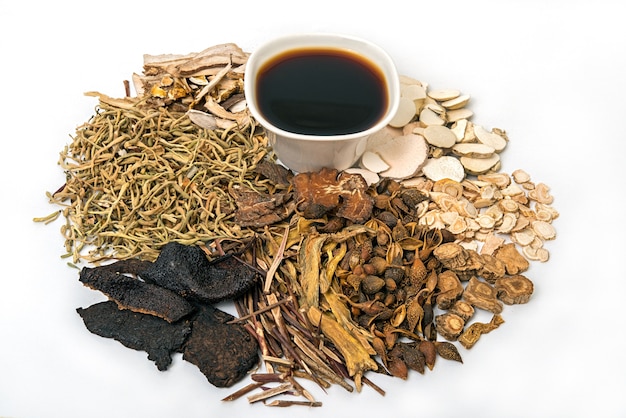 Foto medicina herbaria tradicional china y hierbas orgánicas