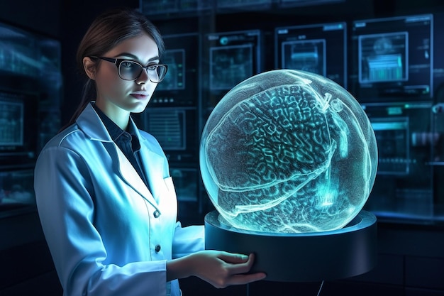 Medicina no futuro Nanotecnologia holograma inovação engenharia genética Operador Anatomia na máquina de cirurgia robótica interface virtual cirurgia robótica são de precisão