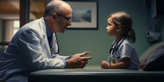 médico a falar com uma criança IA generativa