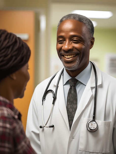 Médico afro-americano atendendo um paciente