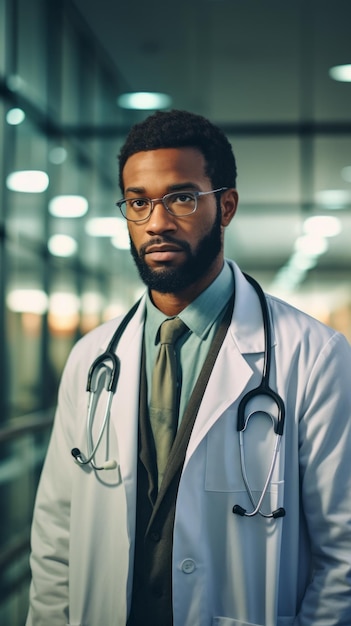 Médico afroamericano en un hospital IA generativa