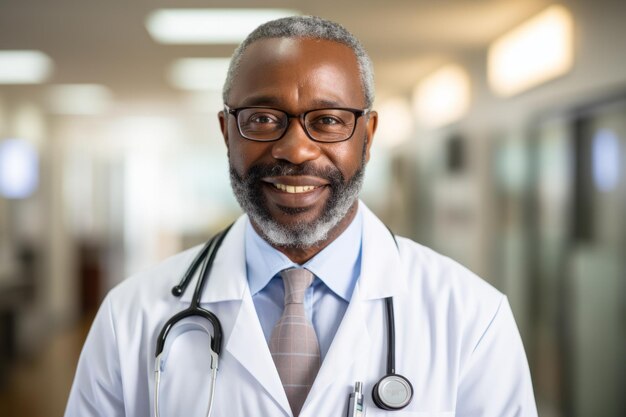 Médico afroamericano en el hospital