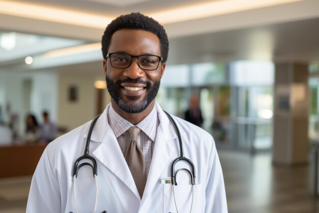 Médico afroamericano en el hospital