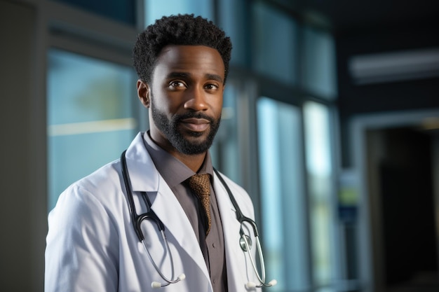 Médico afroamericano en el hospital