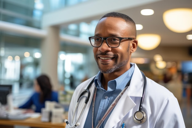 Médico afroamericano en el hospital