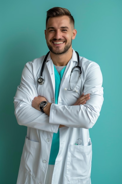 Foto médico con una bata blanca ia generativa