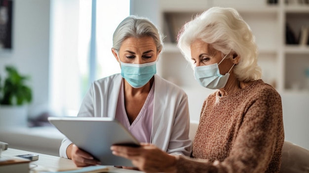 Foto el médico chequea los informes con la vieja paciencia explicando las recetas imágenes de exámenes médicos