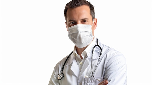 médico com uma máscara em close-up