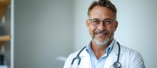 Un médico confiado con un fondo blanco aislado