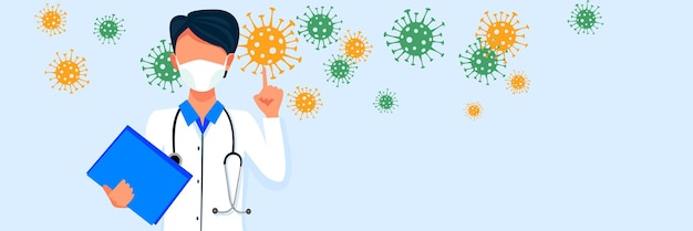 Médico contra nova ilustração 3D de infecção por coronavírus