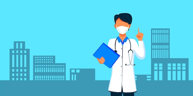 Médico contra nova ilustração 3D de infecção por coronavírus