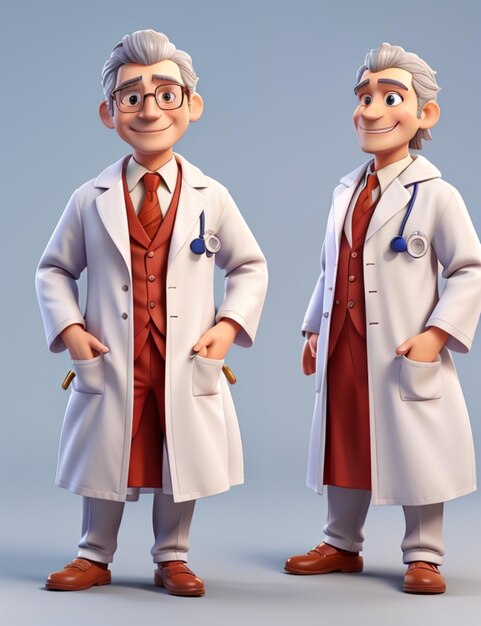 Médico de personagem 3D em um roupão