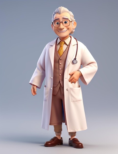 Médico de personagem 3D em um roupão