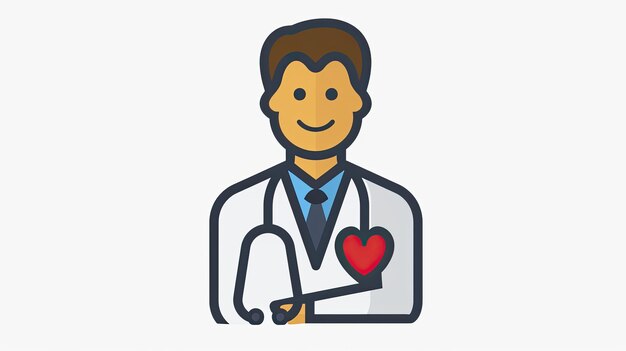 Un médico de dibujos animados con un corazón