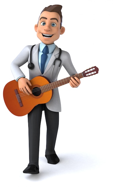 Médico divertido e animação de guitarra