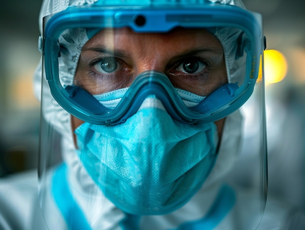 Foto un médico con equipo de protección