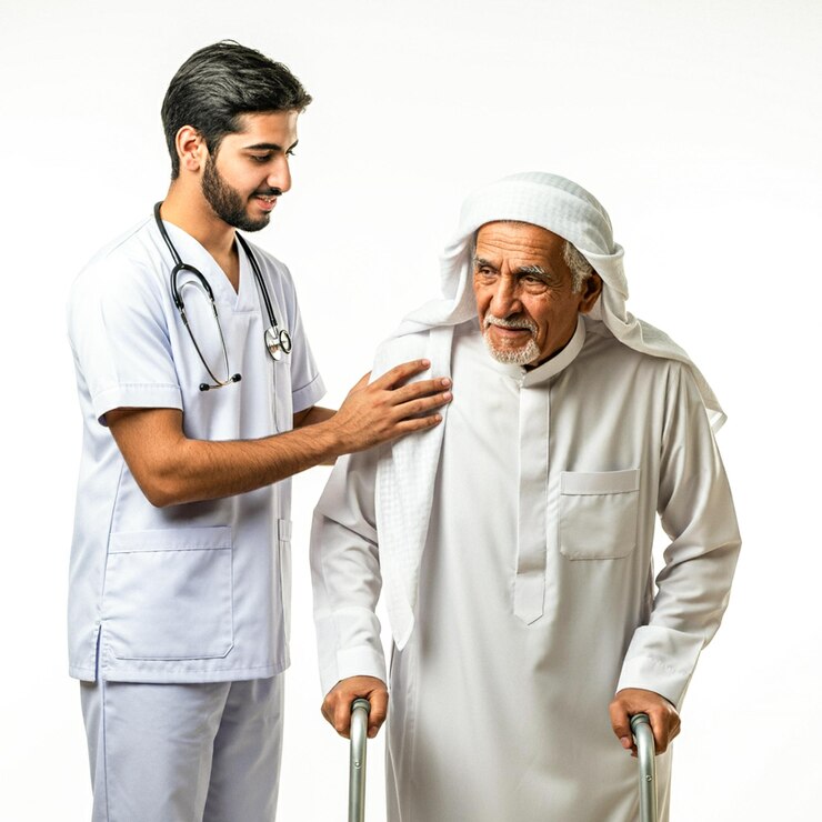 un médico con un estetoscopio alrededor de su cuello