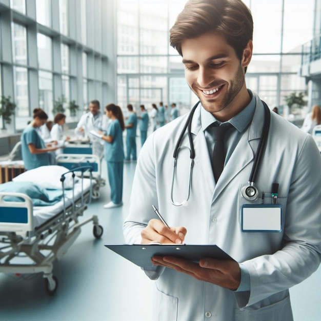 médico con un estetoscopio alrededor de su cuello