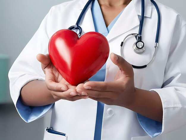 Foto médico con un estetoscopio médico con un corazón