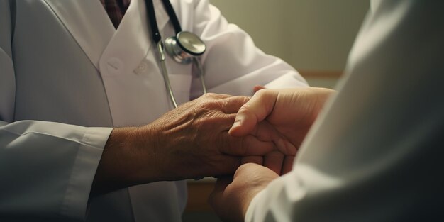 Foto el médico examina el codo del paciente