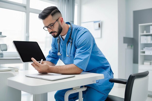 Foto médico de familia en un consultorio médico