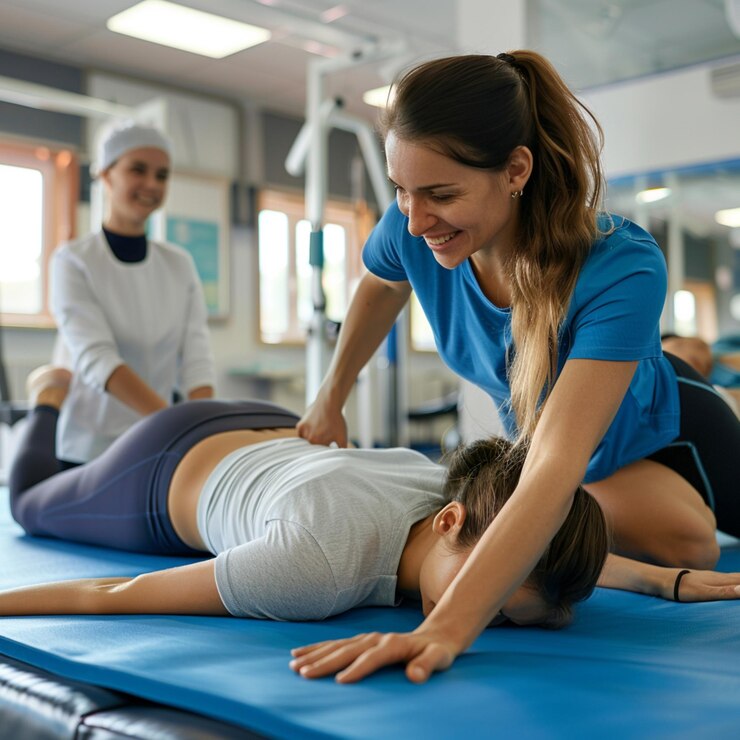 Médico de fisioterapia paciente mayor y cirugía de piernas fisioterapia y curación ortopédica