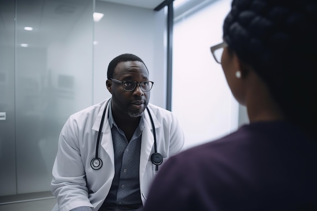 Un médico habla con un paciente.