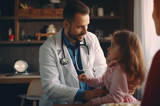 Médico hombre examen hombre comprobación de fiebre y usar un estetoscopio del corazón escuchar el latido del corazón