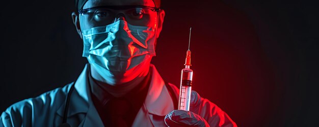 un médico con una jeringa en la mano y una jeringa En la otra mano