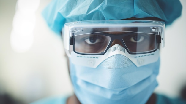 El médico con una máscara protectora se prepara para la cirugía