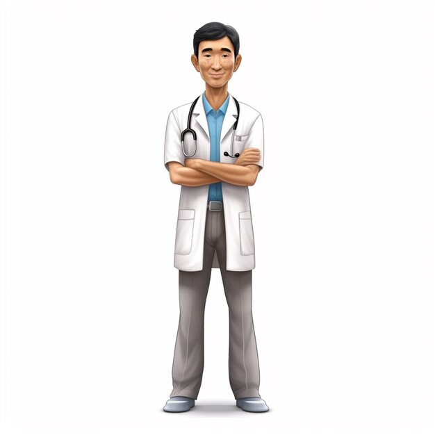 médico masculino de dibujos animados con estetoscopio y estetoscopio ai generativo