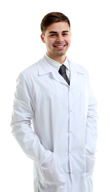 Foto médico masculino isolado no branco