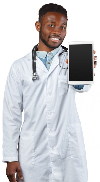 Médico masculino usando Tablet Digital