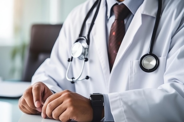 Foto médico profissional examinando de perto o pulso do paciente no hospital durante o exame médico