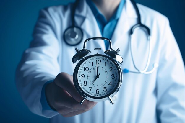 Un medico tiene un cronometro en la mano Imagen Premium generada con IA