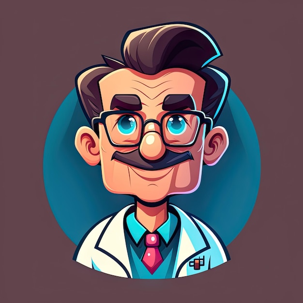 Médico velho de óculos avatar de desenho animado terapeuta alegre ai gerado personagem de desenho desenhado médico clínica cardiologista ajuda de emergência terapeuta médico sênior médico profissional